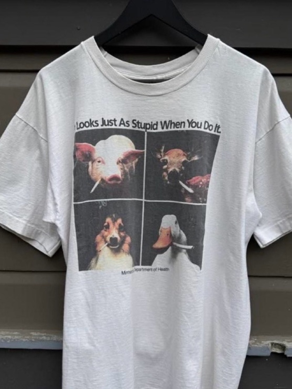 Gildan White Short Sleeve Tee with Animal Collage Graphic